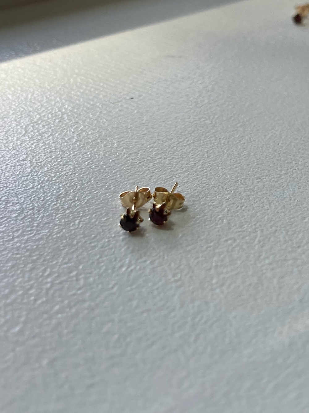 Gold and Garnet Stud Earrings